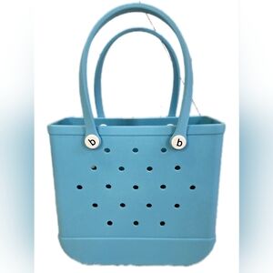 Perforated Sky Blue Tote Bag with Double Handles